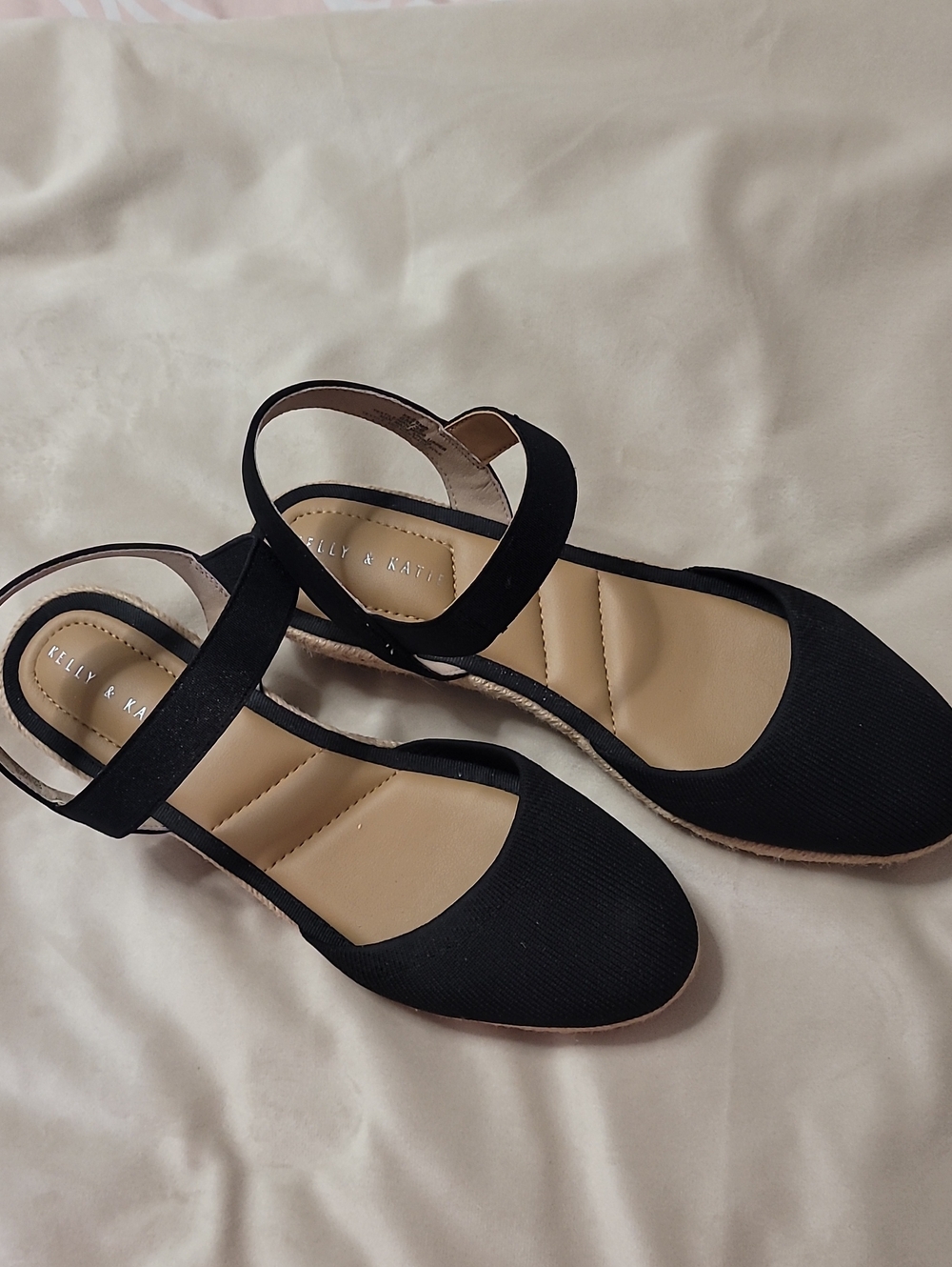 Kelly & Katie Black Espadrille Mary Jane Flats